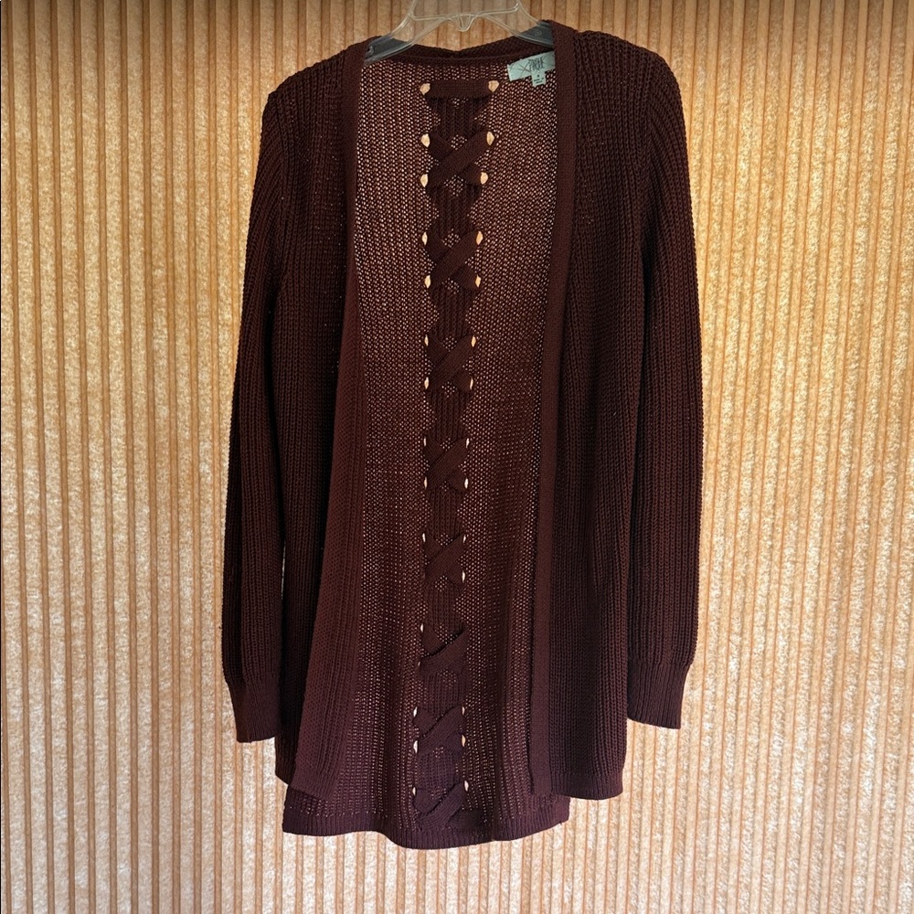 Elegant Burgundy Knit Cardigan